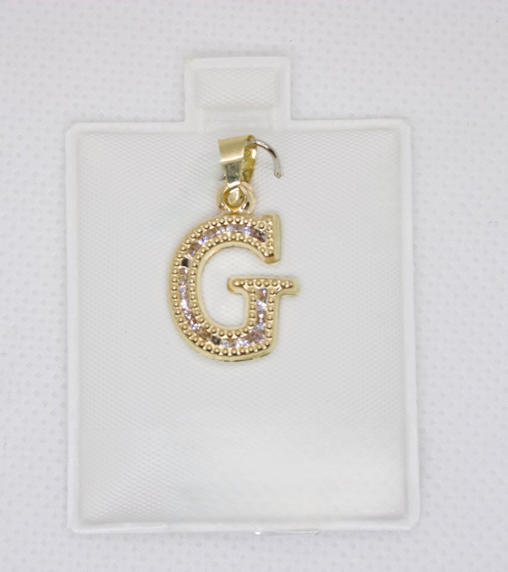 10K Gold Letter G Pendant - Cubic Zirconia Initial Charm