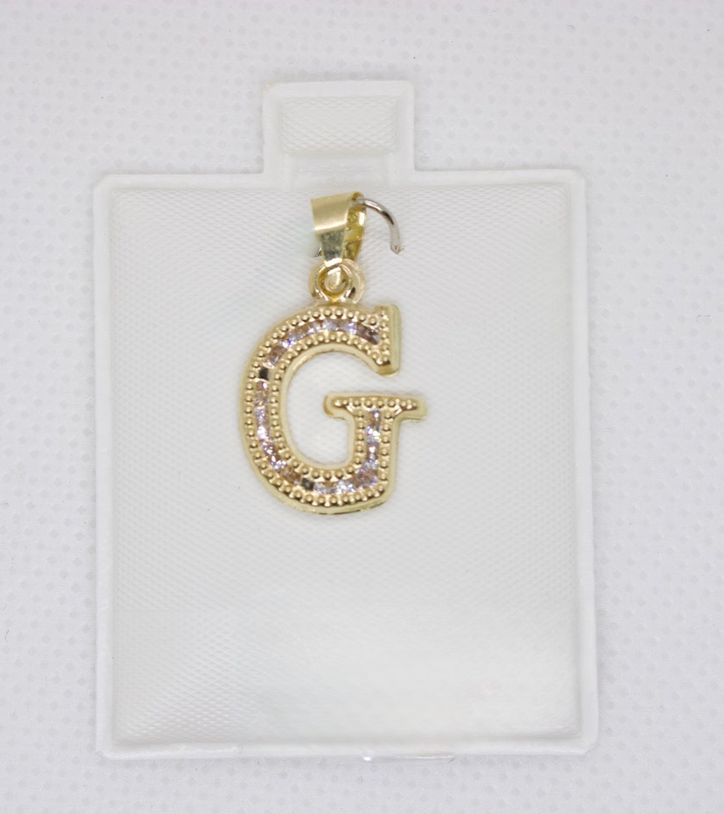 10K Gold Letter G Pendant - Cubic Zirconia Initial Charm