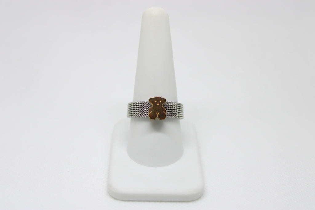 Stainless Steel Bear Ring - Cute Animal Design Women's Jewelry