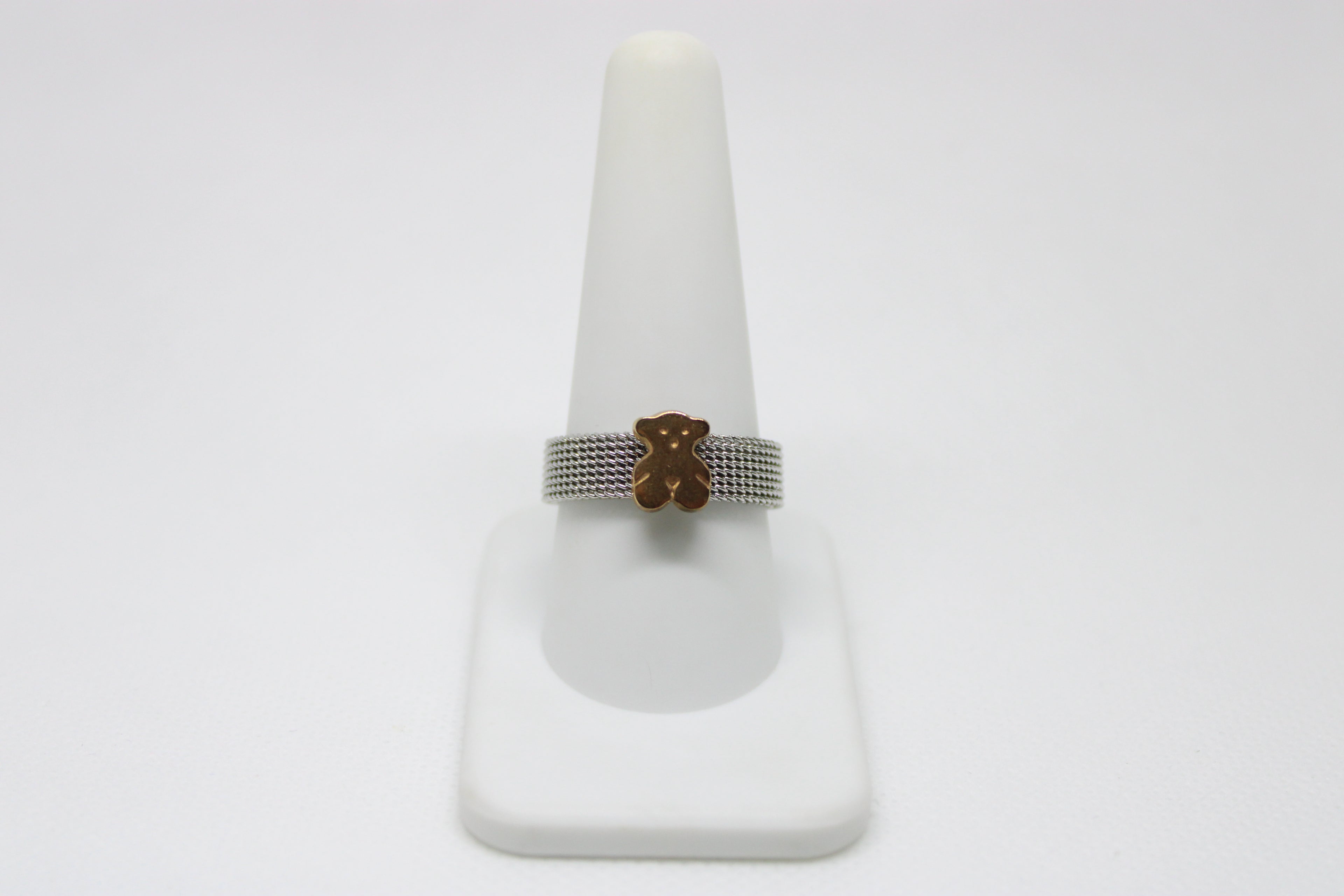 Stainless Steel Bear Ring - Cute Animal Design Women's Jewelry