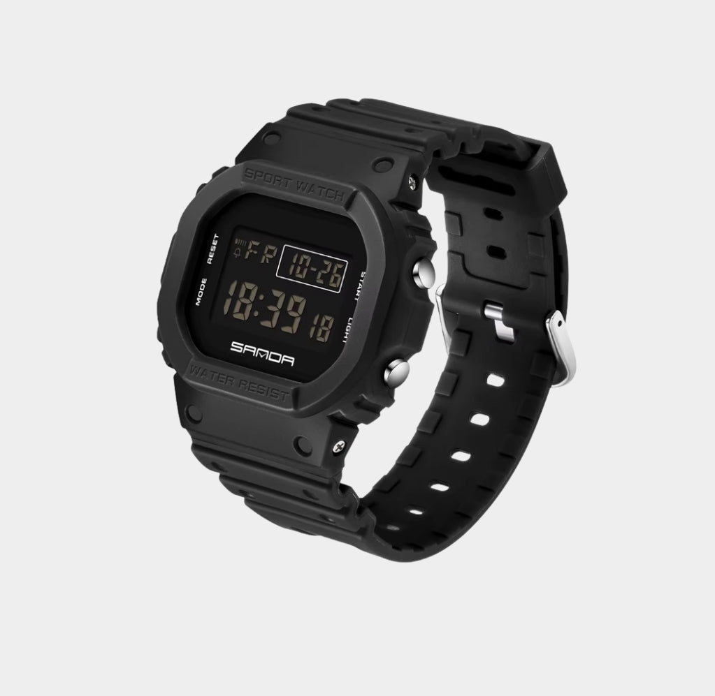 SANDA Square-Dial Watch - Multifunction Ladies Electronic Waterproof