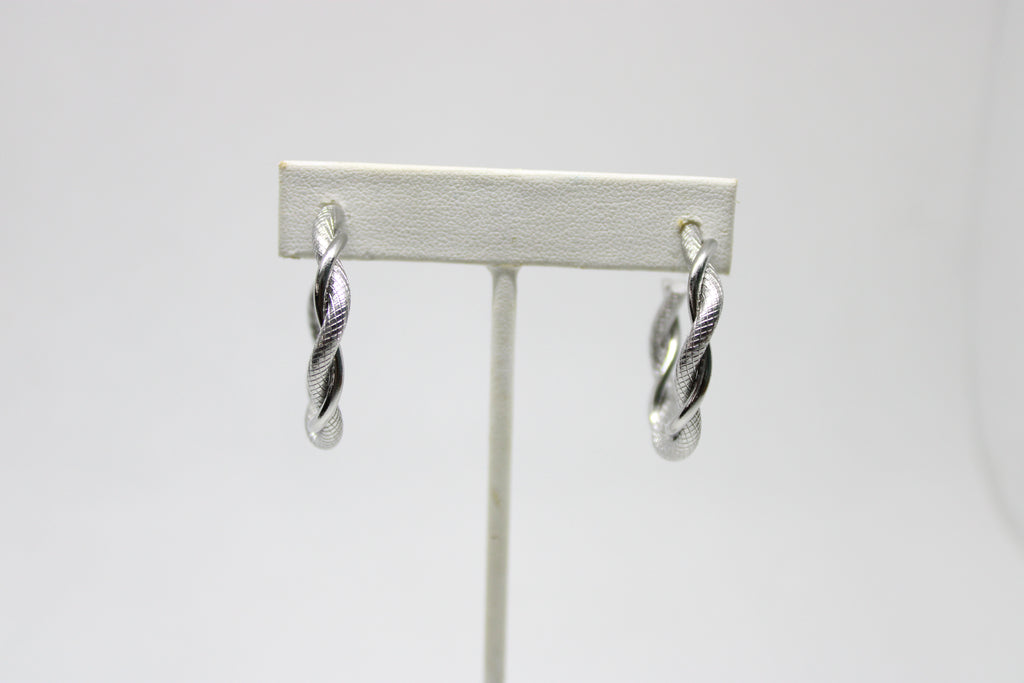 Stainless steel Twisted Hoop Earrings - Textured Spiral Design