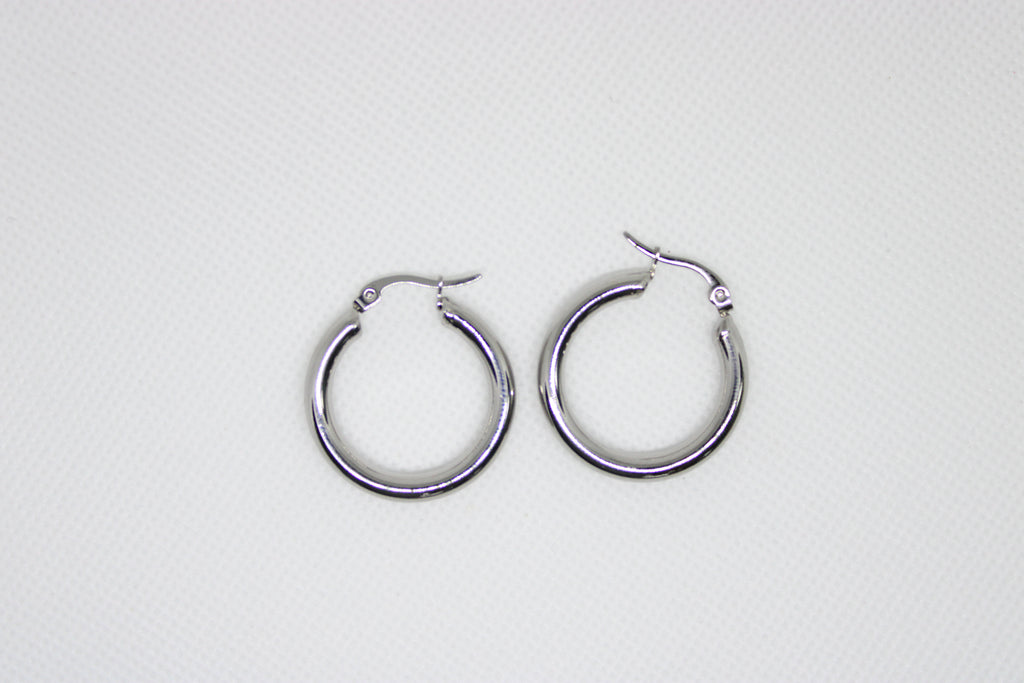 Stainless Steel Silver Hoop Earrings - Classic Timeless Design