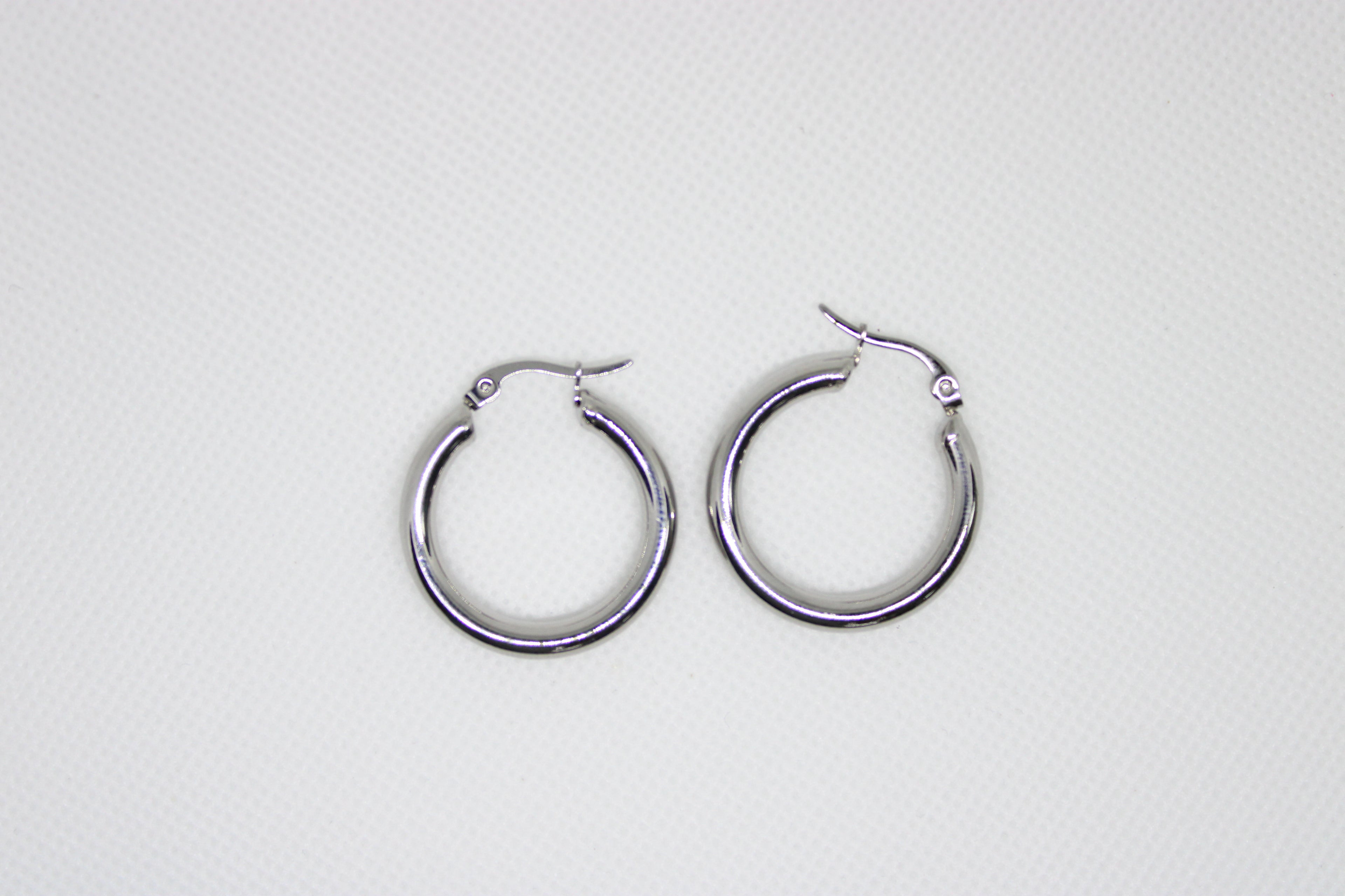 Stainless Steel Silver Hoop Earrings - Classic Timeless Design