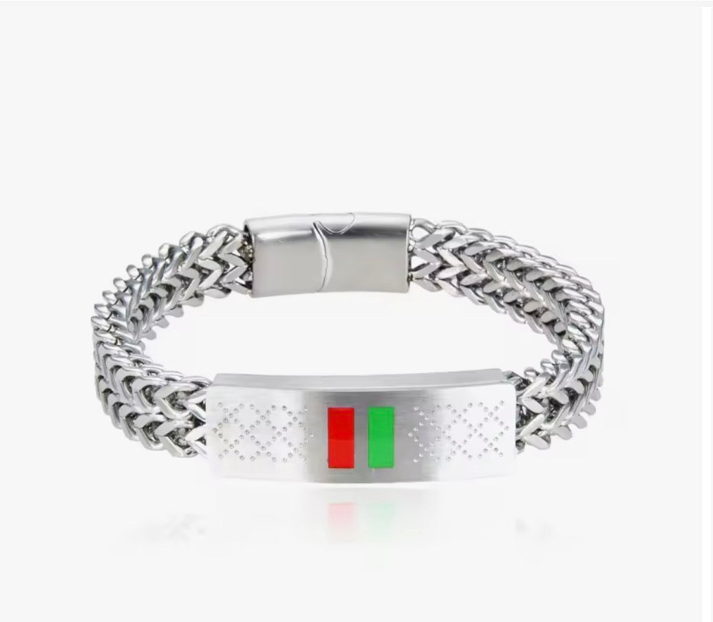 Vintage Gucci Bracelet - Interlocking GG Cuban Chain Gold-Tone Men's