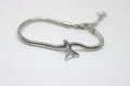 Crystal Mermaid Tail Charm Bracelet - Silver Snake Chain