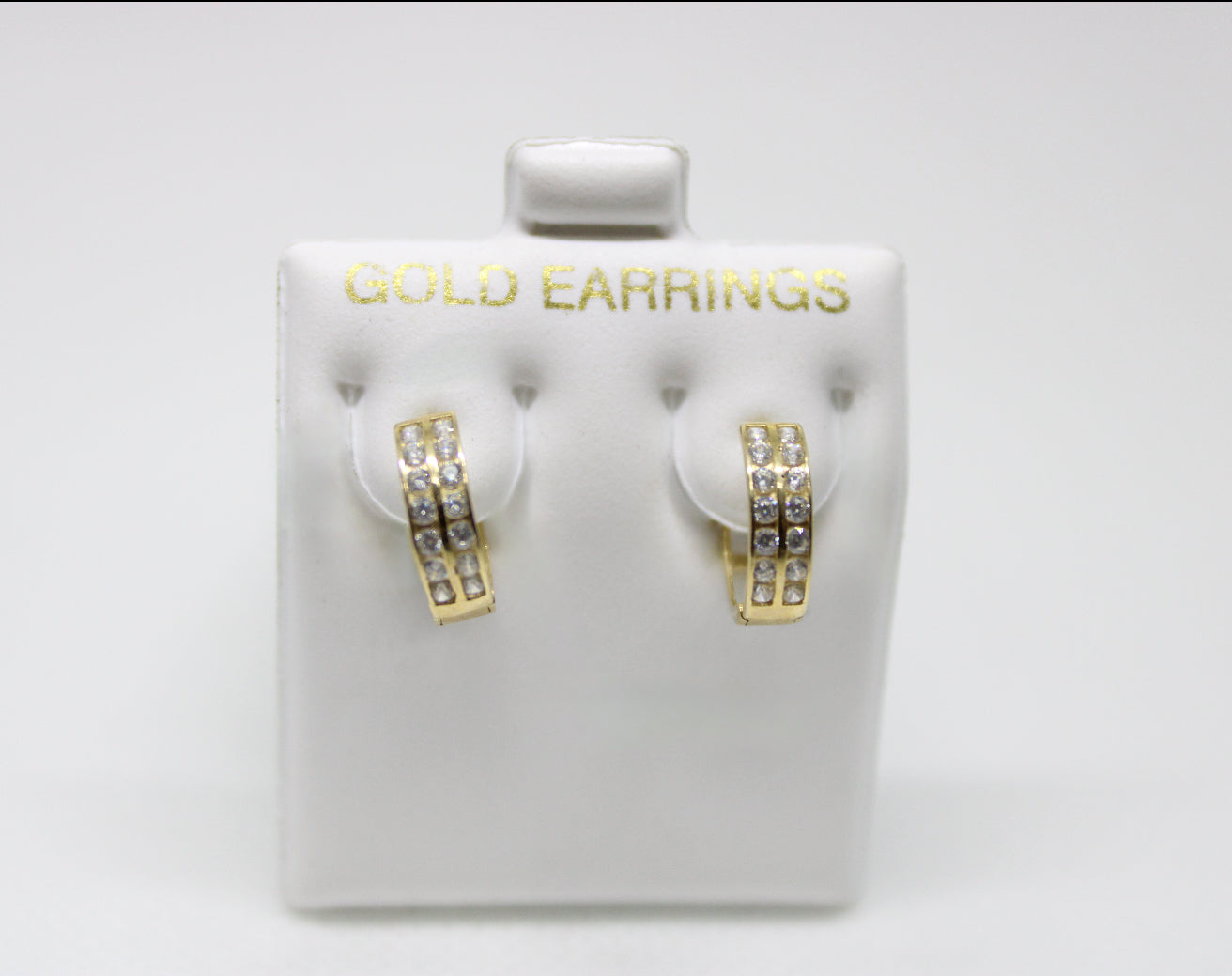 Gold-Tone CZ Huggie Hoop Earrings - Double Row Sparkle