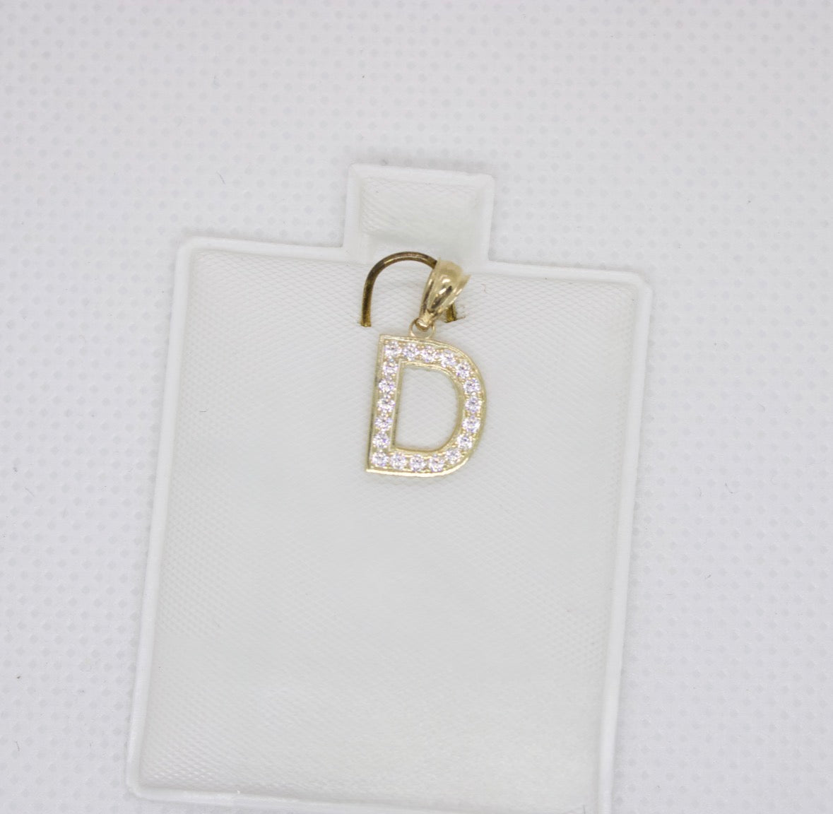 10K Gold Letter D Pendant - Cubic Zirconia Initial Charm