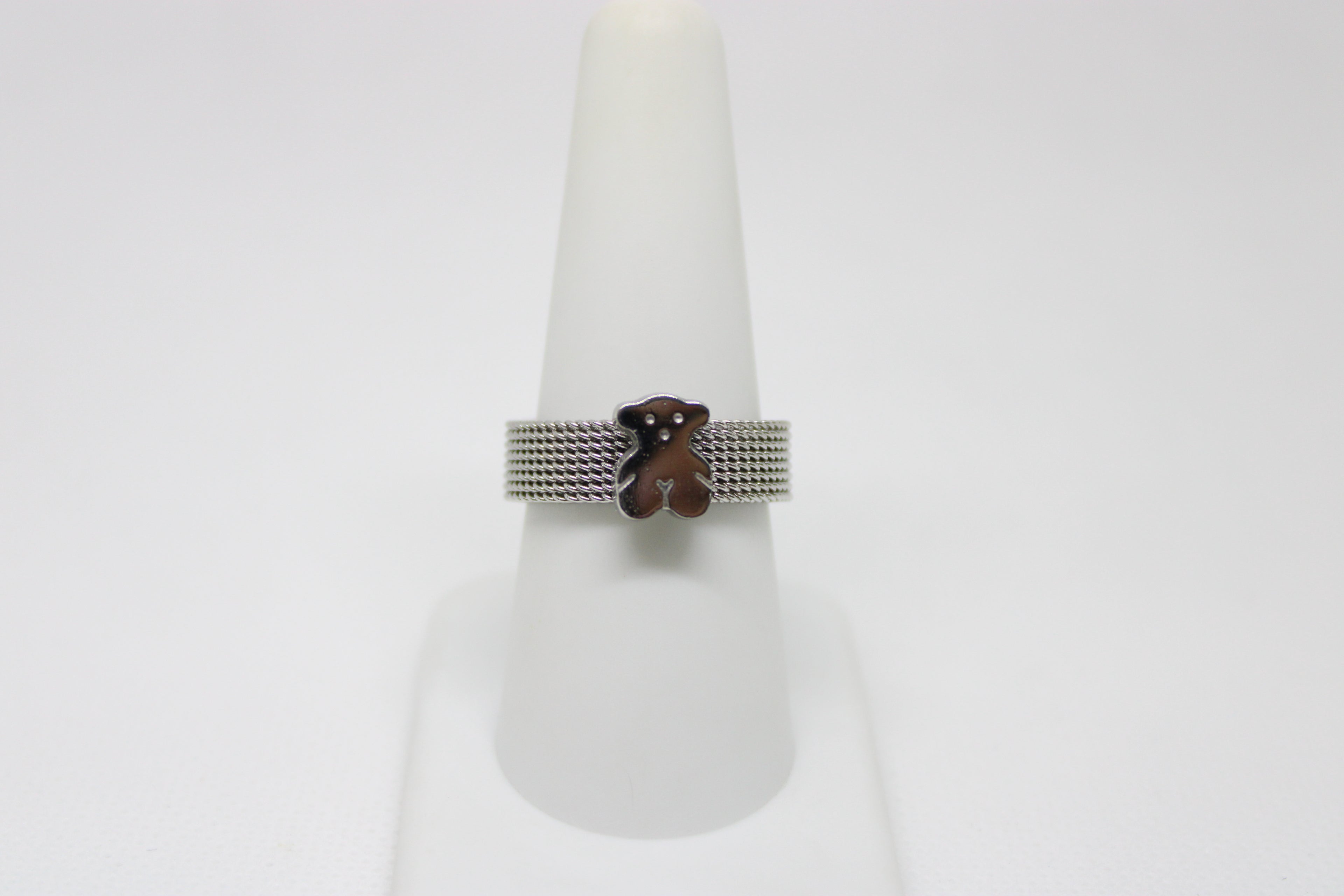 Stainless Steel Bear Ring - Cute Animal Design Women's Jewelry