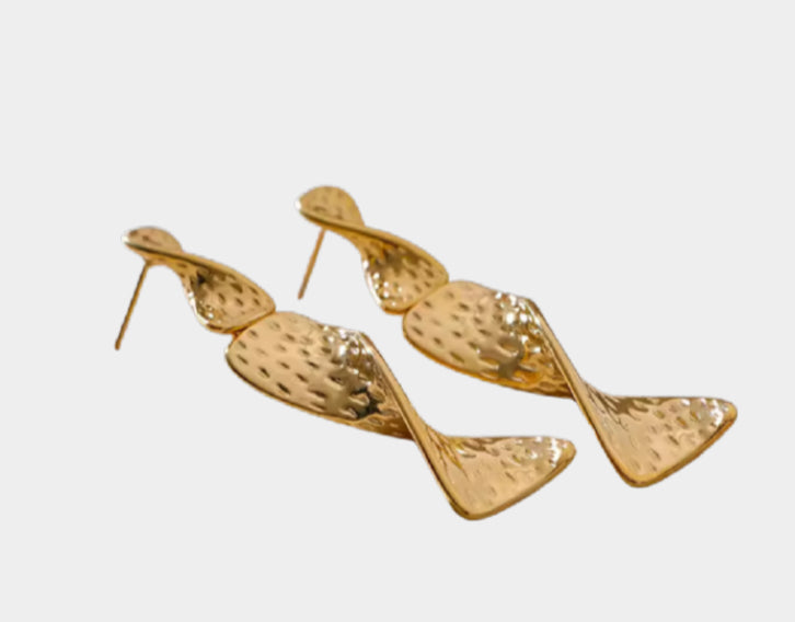 Stainless steel twisted gold earrings