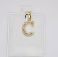 10K Gold Letter C Pendant - Cubic Zirconia Initial Charm