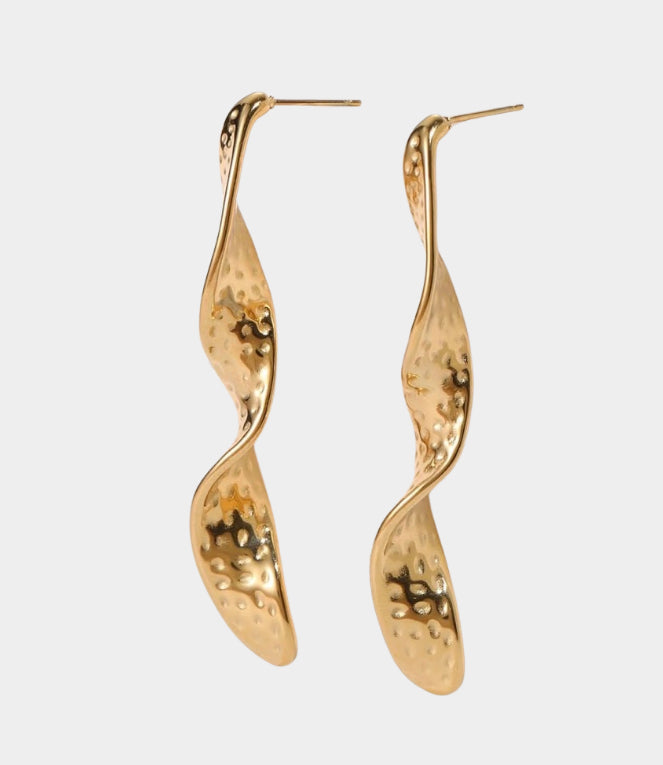 Stainless steel twisted gold earrings