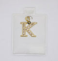 10K Gold Letter K Pendant - Cubic Zirconia Initial Charm