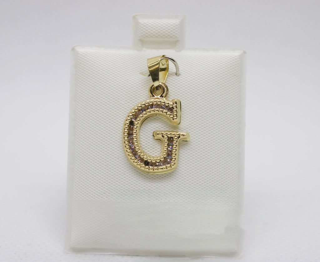 10K Gold Letter G Pendant - Cubic Zirconia Initial Charm