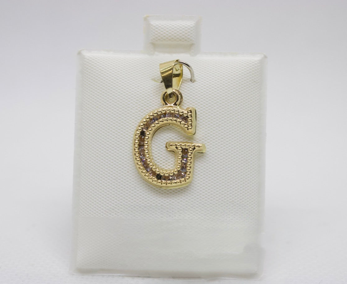 10K Gold Letter G Pendant - Cubic Zirconia Initial Charm