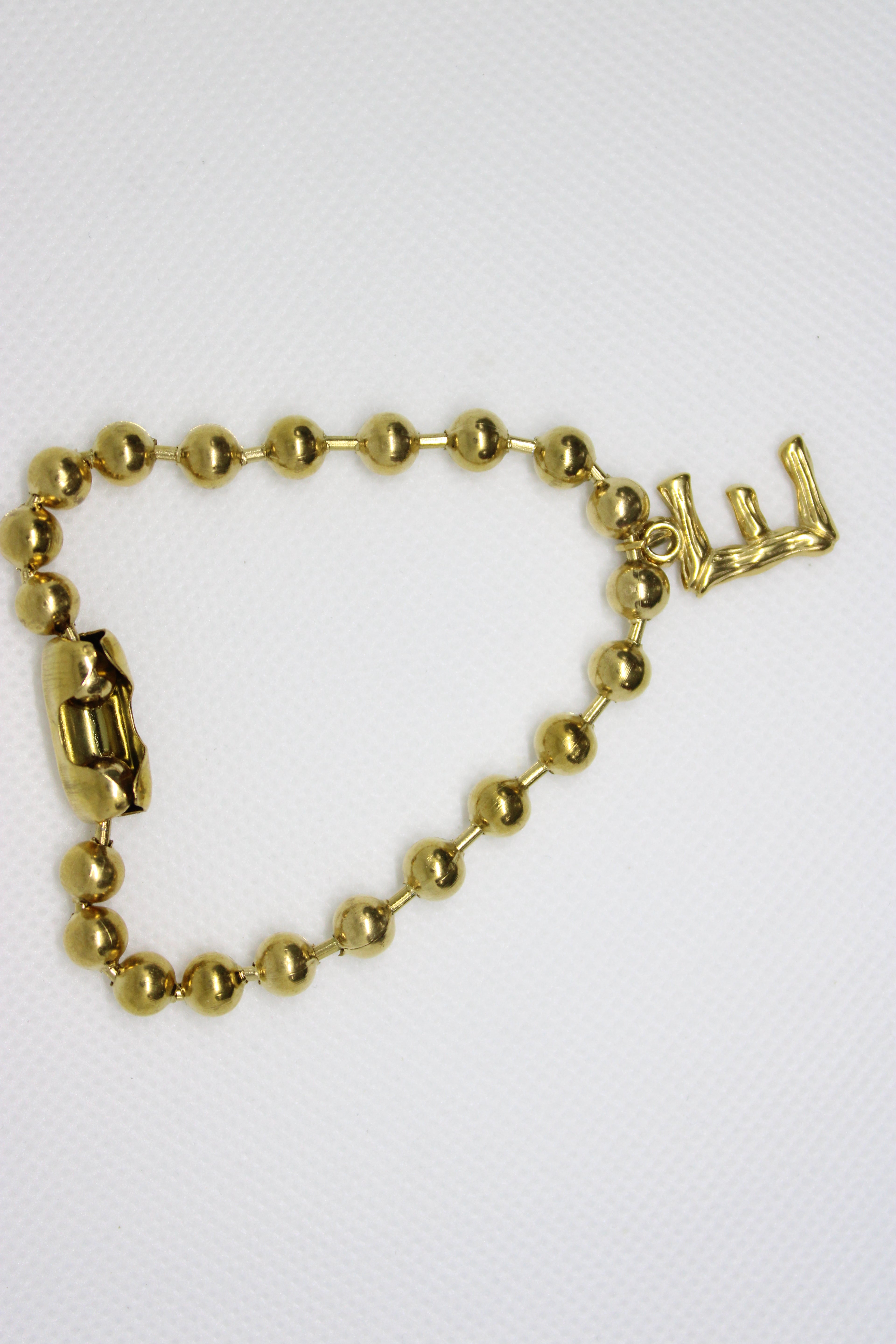 Stainless Steel Gold Ball Bracelet with Letters - Personalized