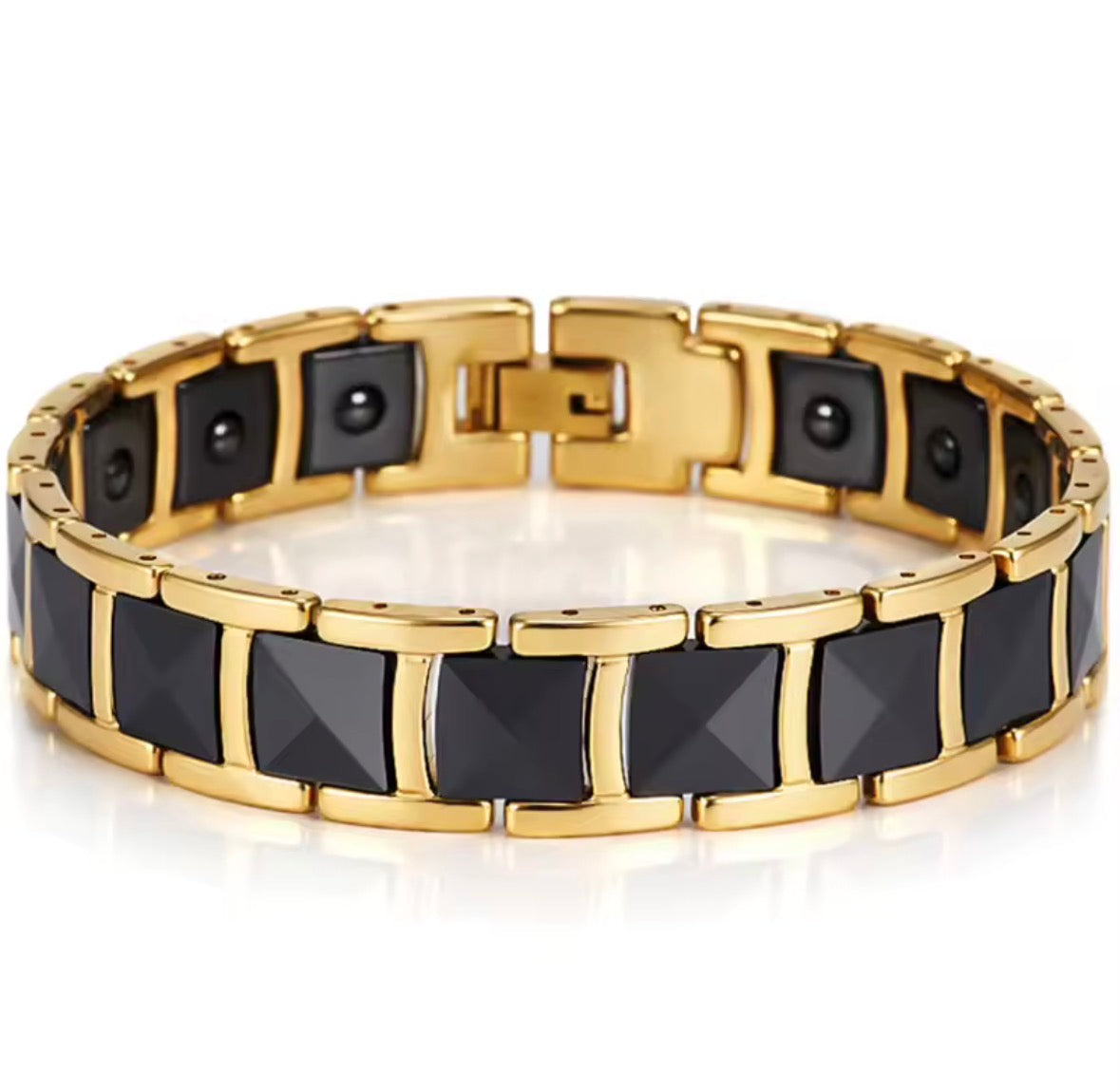 Obsidian stainless steel Gold Bracelet