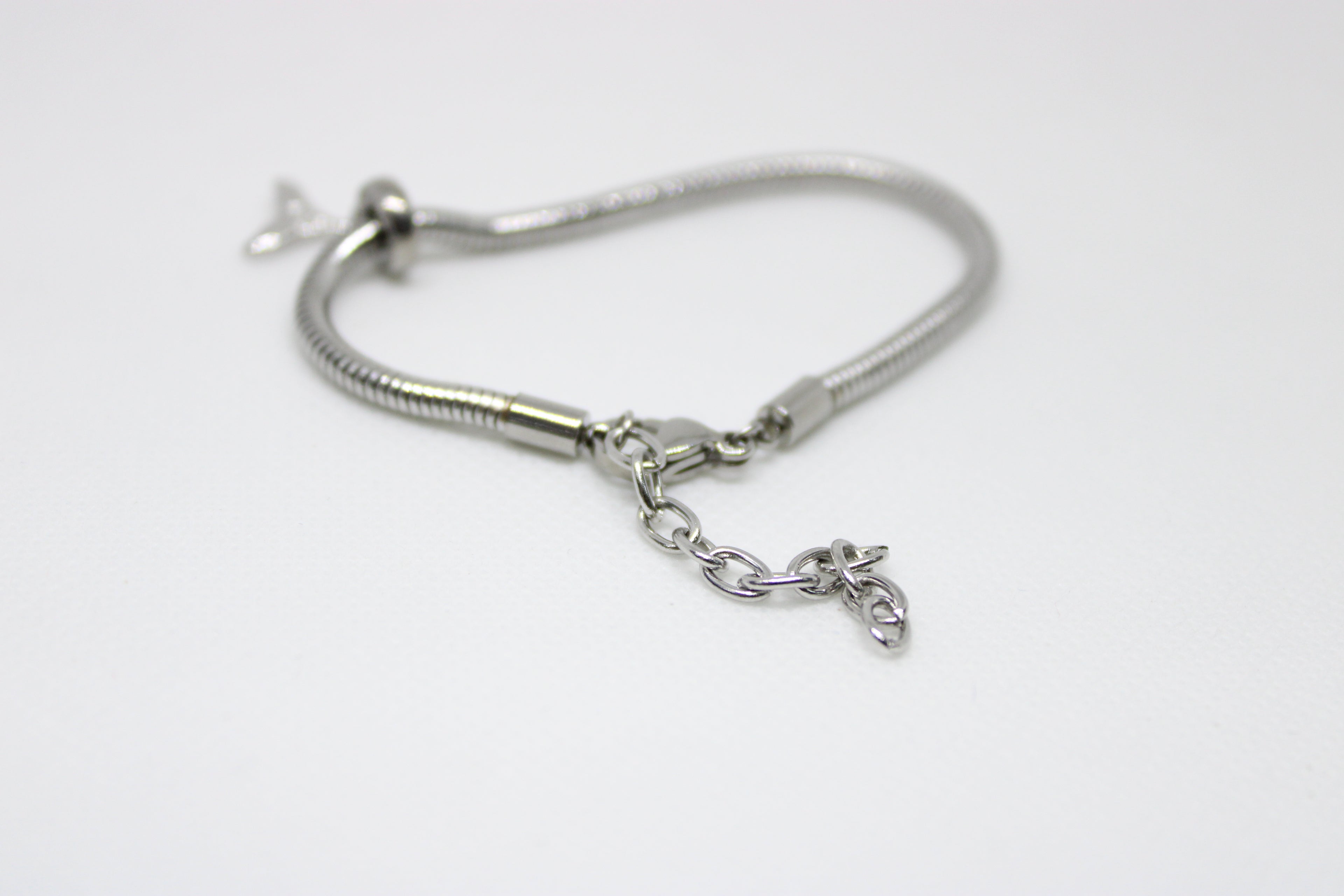 Crystal Mermaid Tail Charm Bracelet - Silver Snake Chain