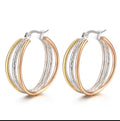 Carissima 9ct Tri-Color Triple Loop Creole Hoop Earrings
