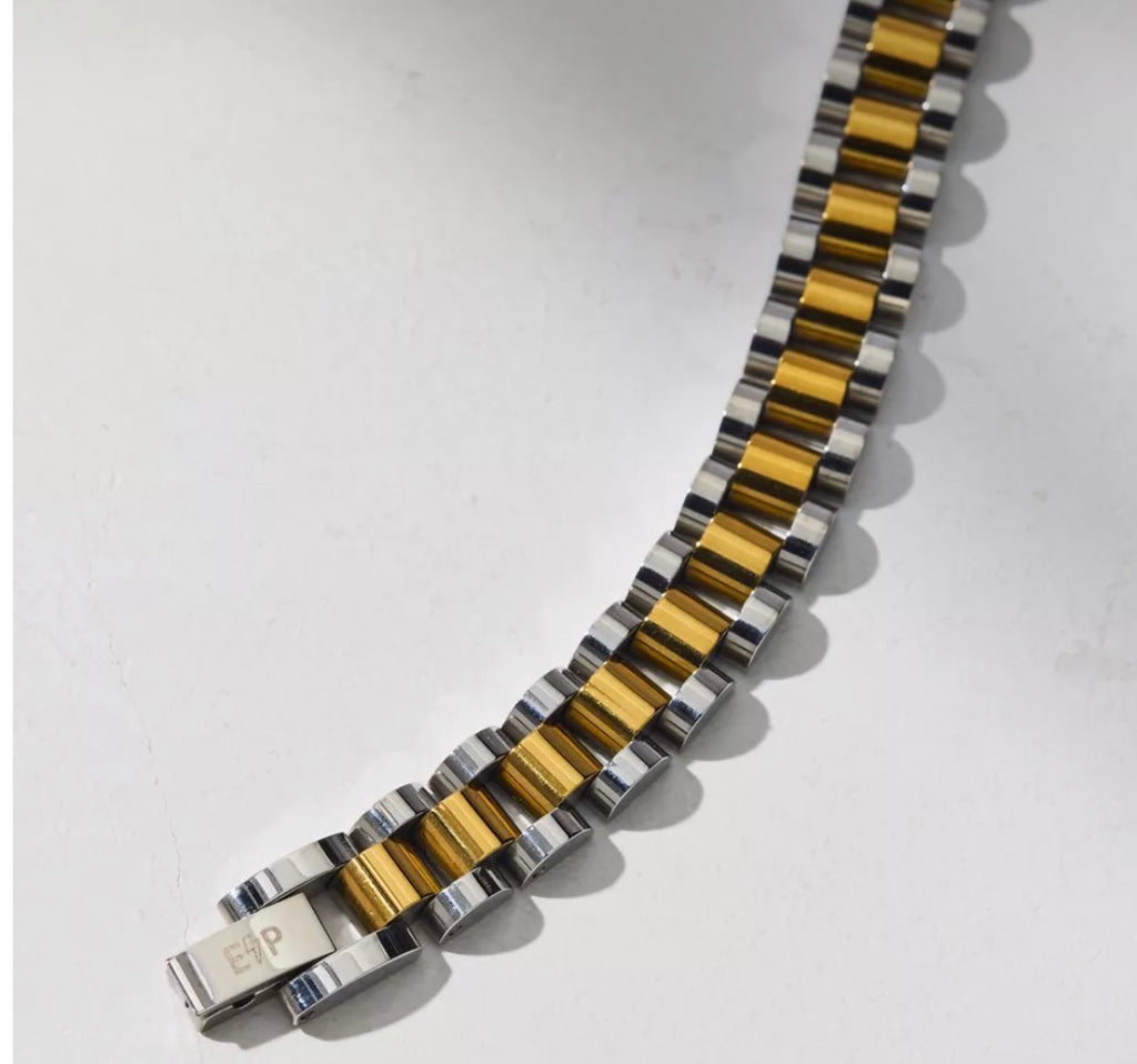 Stainless steel Golden Tiger Link Bracelet