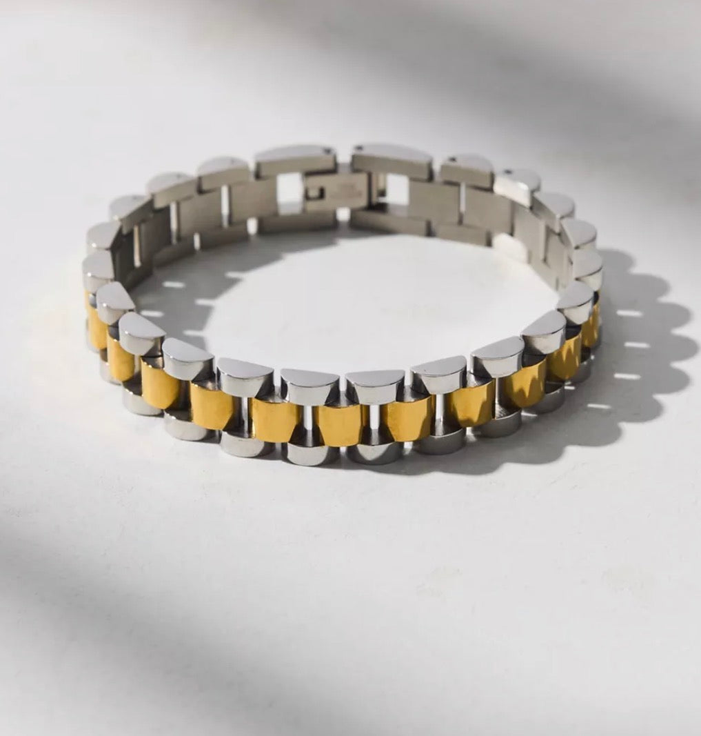 Stainless steel Golden Tiger Link Bracelet