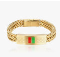 Vintage Gucci Bracelet - Interlocking GG Cuban Chain Gold-Tone Men's