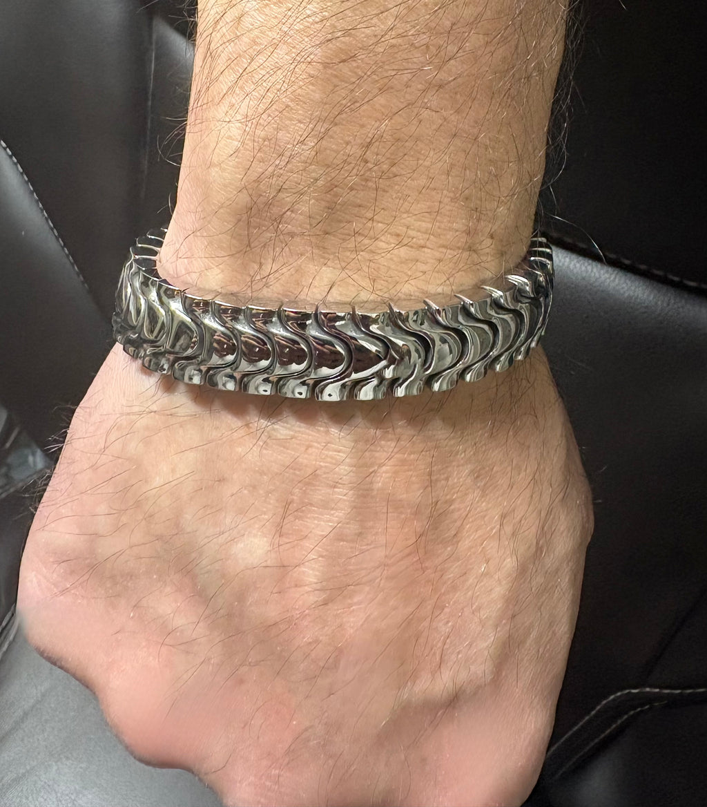 Rhodium-Plated Stainless Steel Bracelet – Distinctive Design