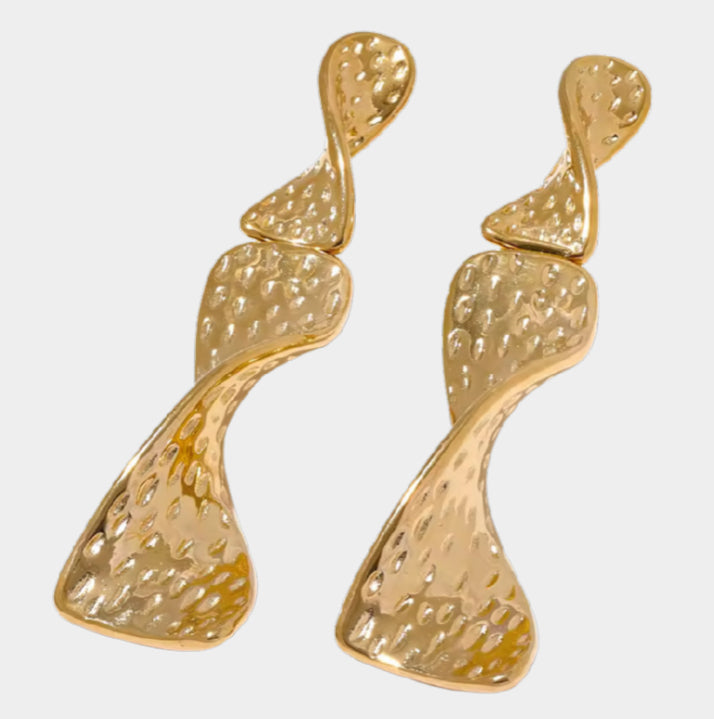 Stainless steel twisted gold earrings