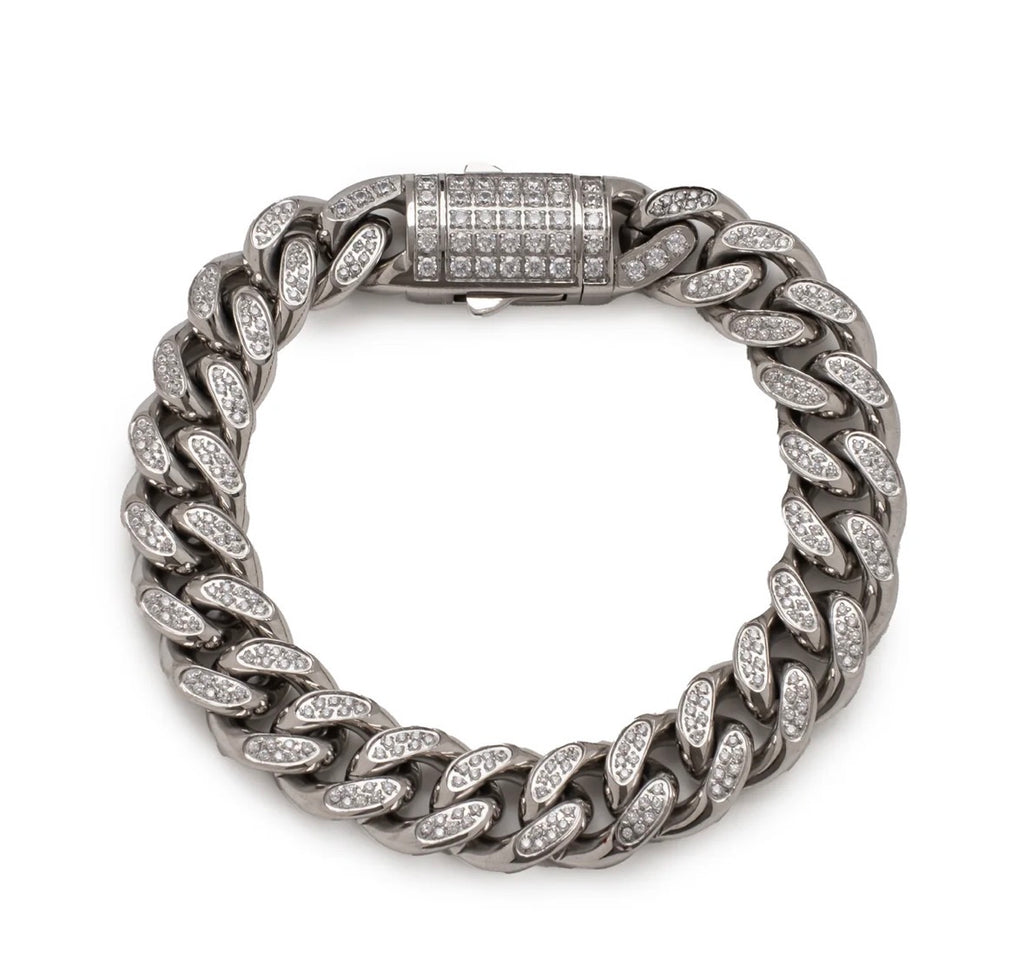 Stainless steel Crystal Cuban Bracelet