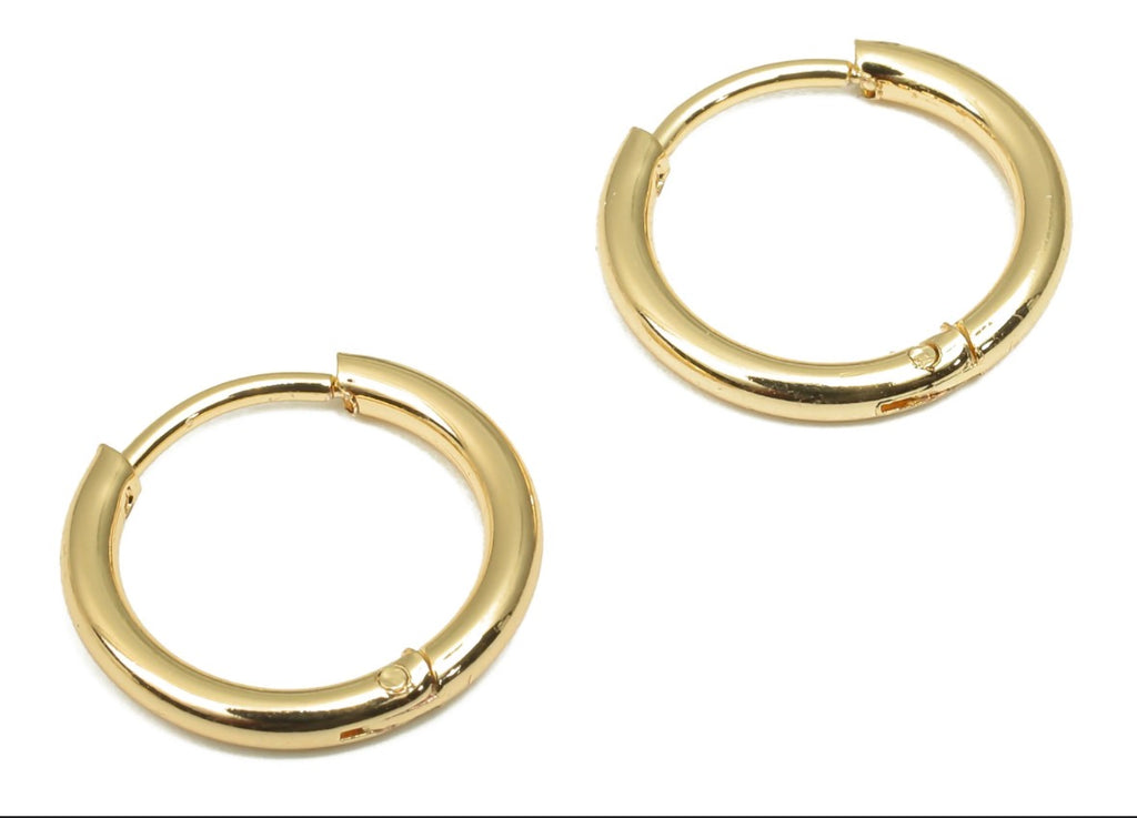 Brass Circle Hoop Stainless Steel Earrings - Mixed Metal Design
