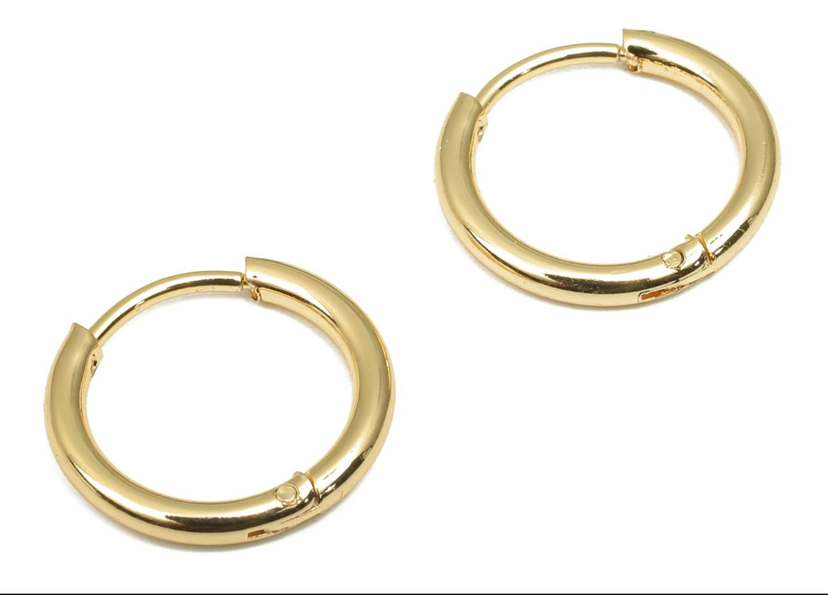 Brass Circle Hoop Stainless Steel Earrings - Mixed Metal Design