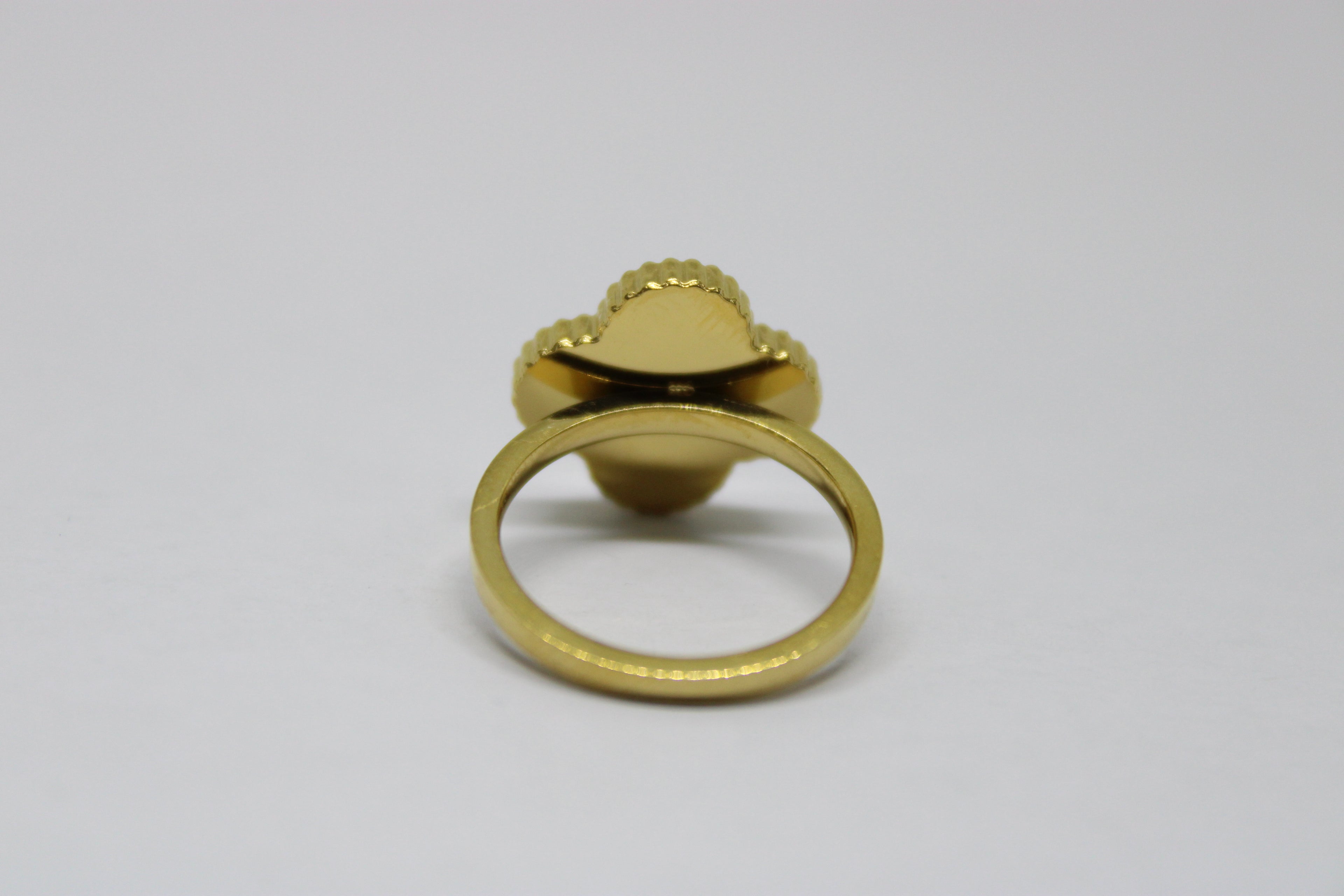 Beaded Clover Stainless Steel Ring - Lucky Four Leaf Design