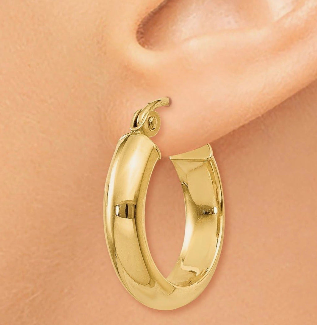 Stainless Steel Gold-Toned Chunky Hoop Earrings - Bold Statement
