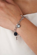 Jewels Galaxy stainless steel silver-plated Roman numerals link bracelet.