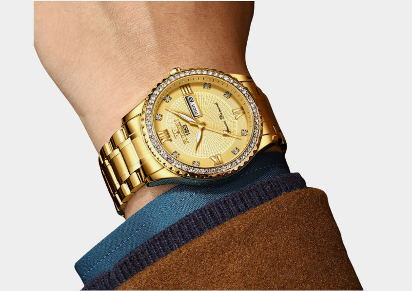 BELUSHI Luxury Diamond Watch - Steel Band Waterproof Quartz Men's