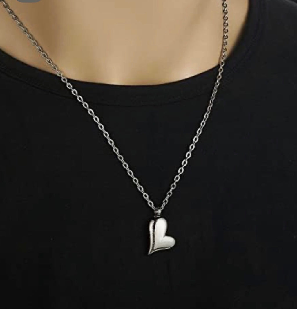 Stainless Steel Heart Pendant Necklace & Stud Earrings Set