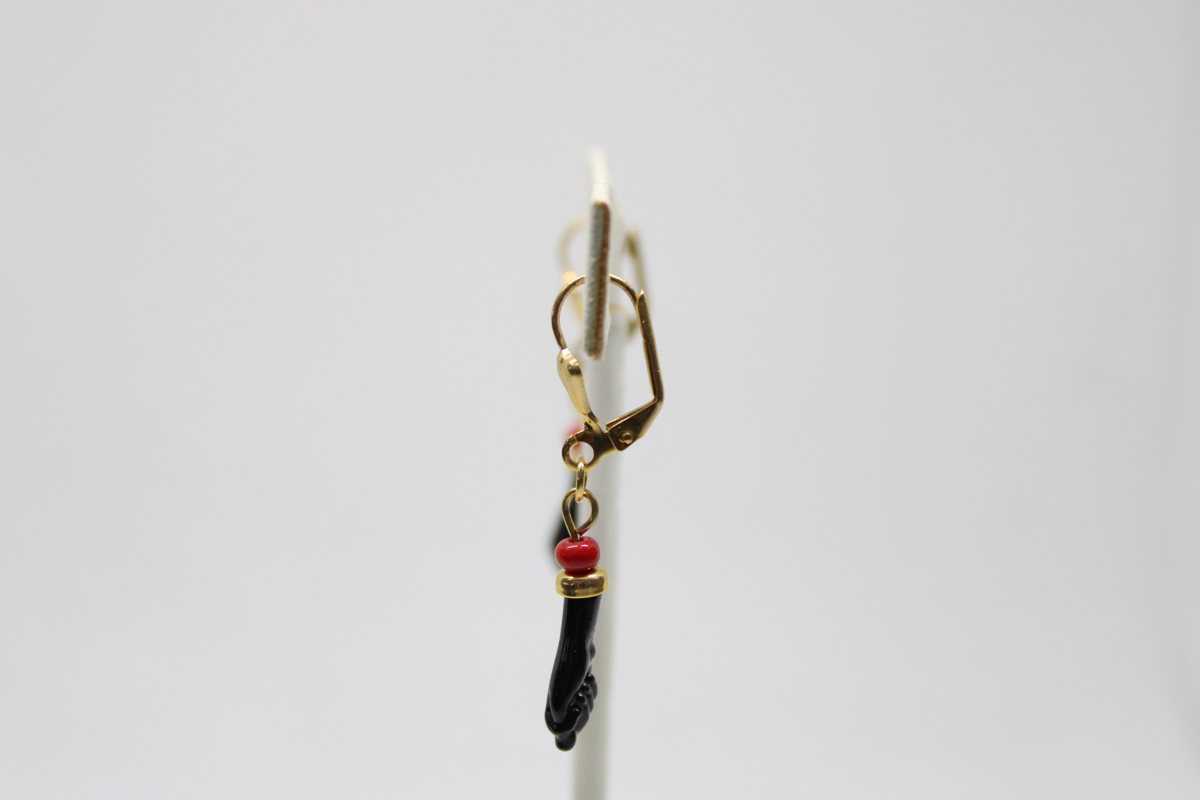 Figa Hand Black Azabache Earrings - Protection Charm Jewelry