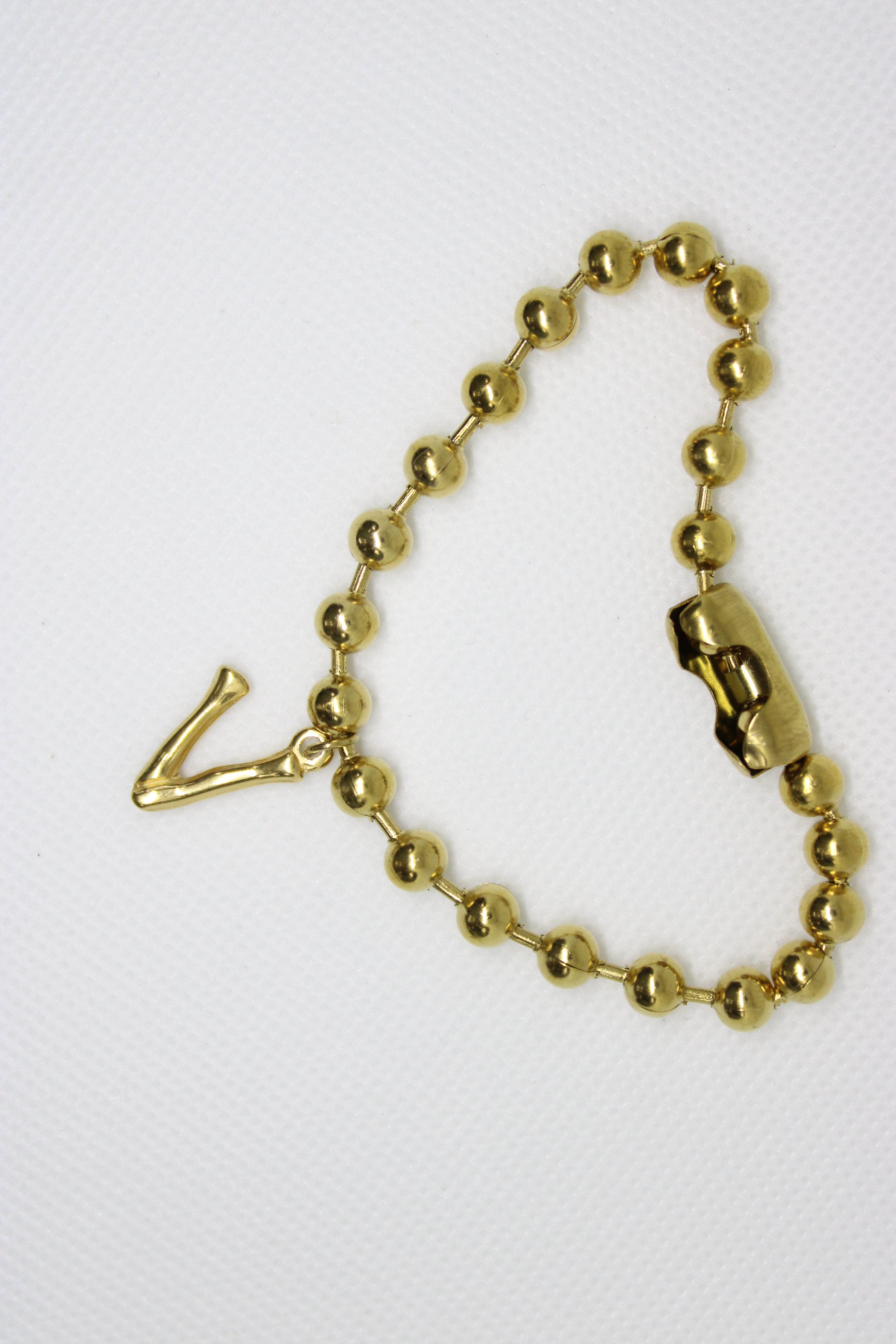 Stainless Steel Gold Ball Bracelet with Letters - Personalized