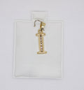 10K Gold Letter I Pendant - Cubic Zirconia Initial Charm