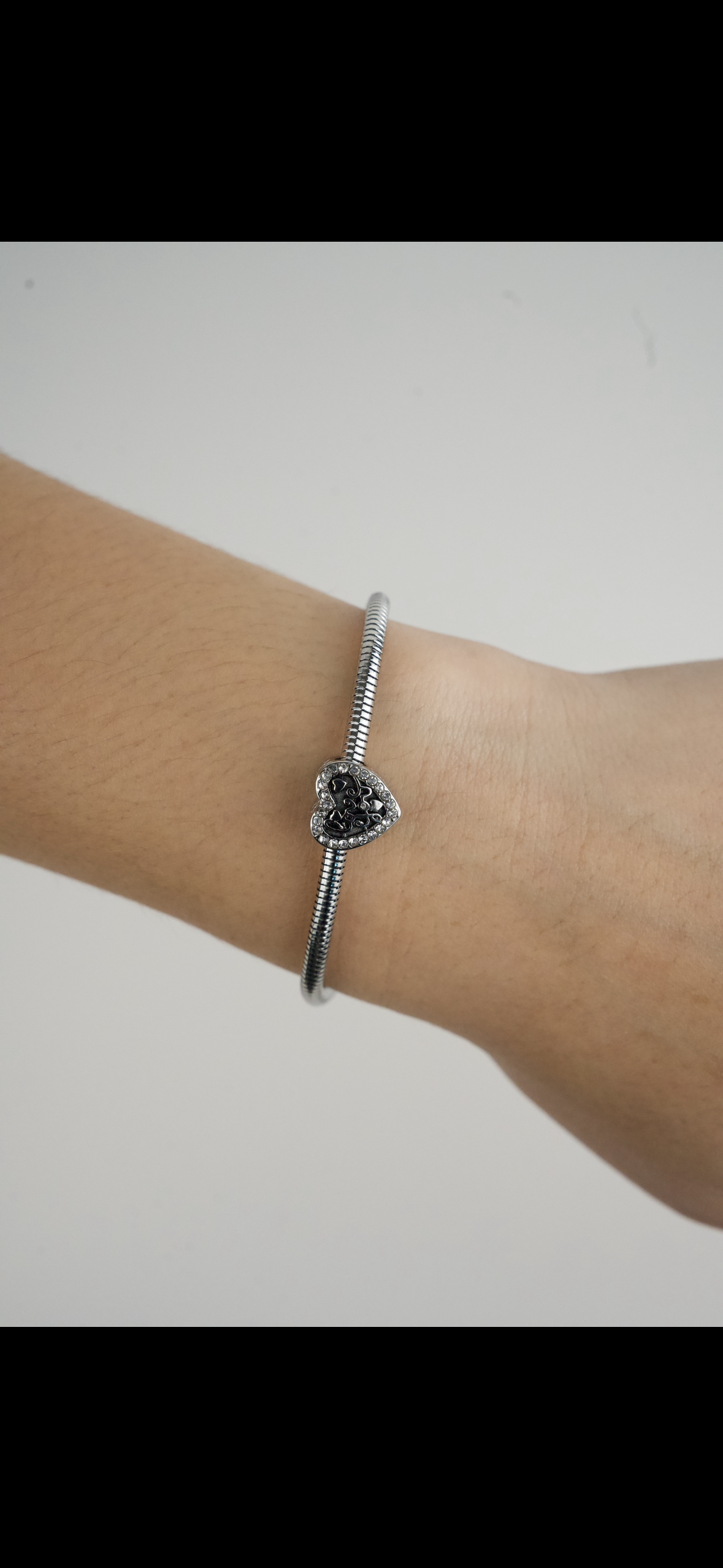 Stainless steel heart charm bracelet