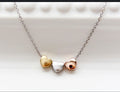 Tri-Color Gold Puffy Heart Necklace - White Rose Yellow