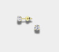 14K Solid Gold Cubic Zirconia Stud Earrings - Timeless Elegance