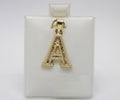10K Gold Letter A Pendant - Cubic Zirconia Initial Charm