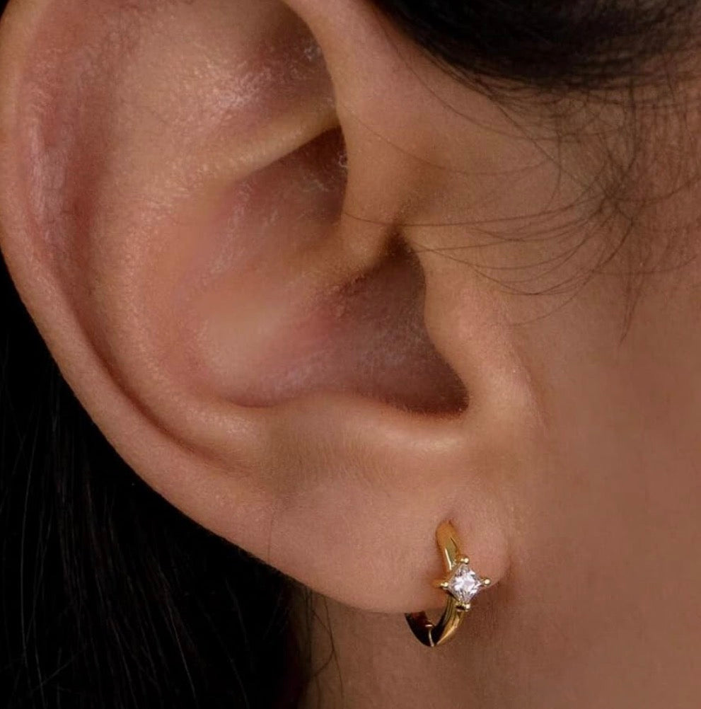 Stainless steel Diamond Huggies earings