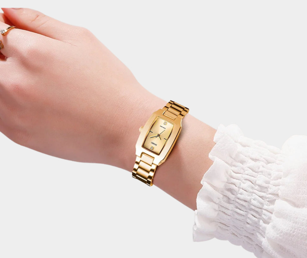 SKMEI Retro Diamond Square Watch - Ladies Quartz Waterproof Steel