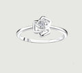 925 Silver Adjustable Rose Ring with Natural Diamond - Delicate Design