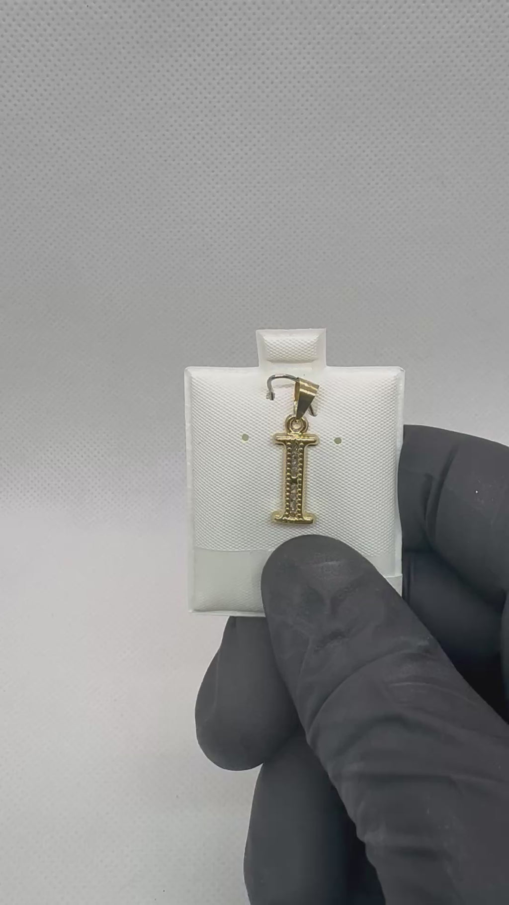 10K Gold Letter I Pendant - Cubic Zirconia Initial Charm