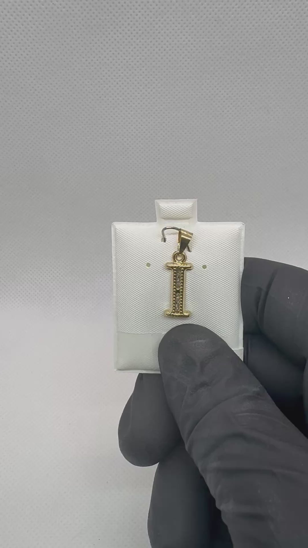 10K Gold Letter I Pendant - Cubic Zirconia Initial Charm