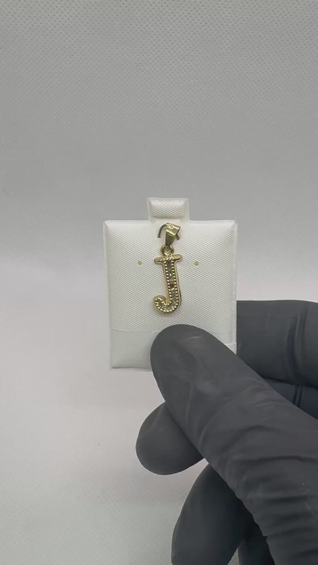 10K Gold Letter J Pendant - Cubic Zirconia Initial Charm