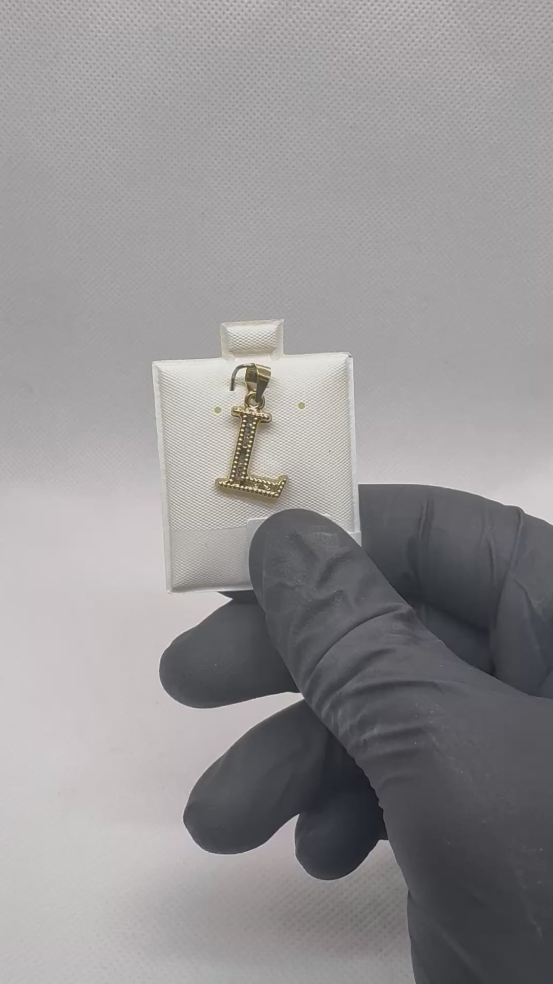 10K Gold Letter L Pendant - Cubic Zirconia Initial Charm